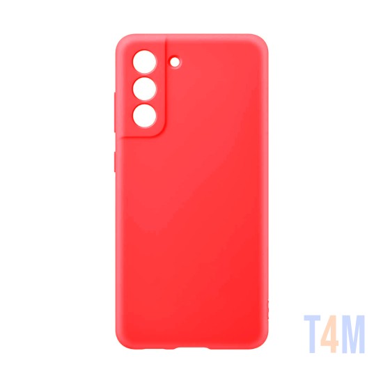 Capa de Silicone com Moldura de Câmera para Samsung Galaxy S21 FE 5g Vermelho